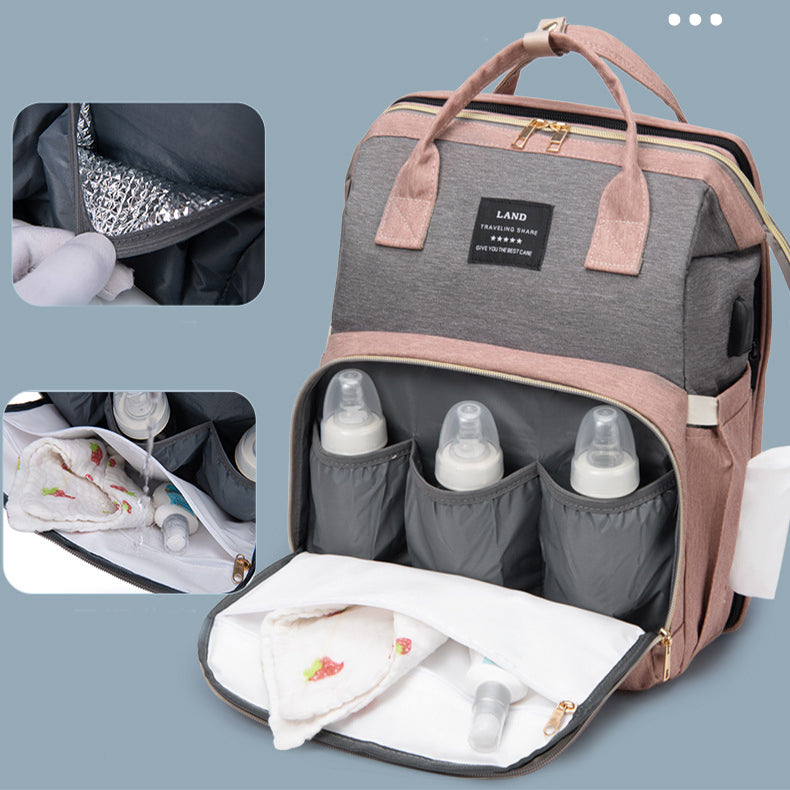 A smart 2-in-1 diaper backpack that transforms into a portable baby crib in seconds. Perfect for travel, outings, and busy UAE moms who want convenience without carrying extra gear.