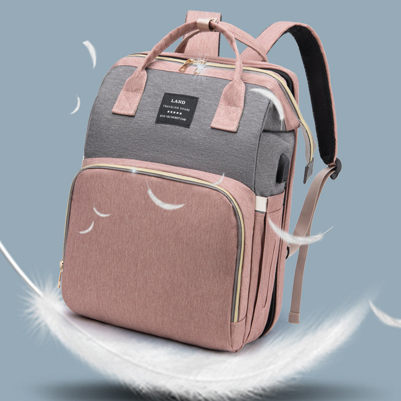 A smart 2-in-1 diaper backpack that transforms into a portable baby crib in seconds. Perfect for travel, outings, and busy UAE moms who want convenience without carrying extra gear.