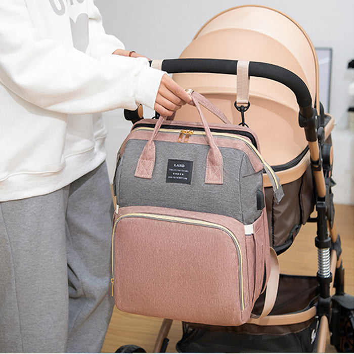A smart 2-in-1 diaper backpack that transforms into a portable baby crib in seconds. Perfect for travel, outings, and busy UAE moms who want convenience without carrying extra gear.